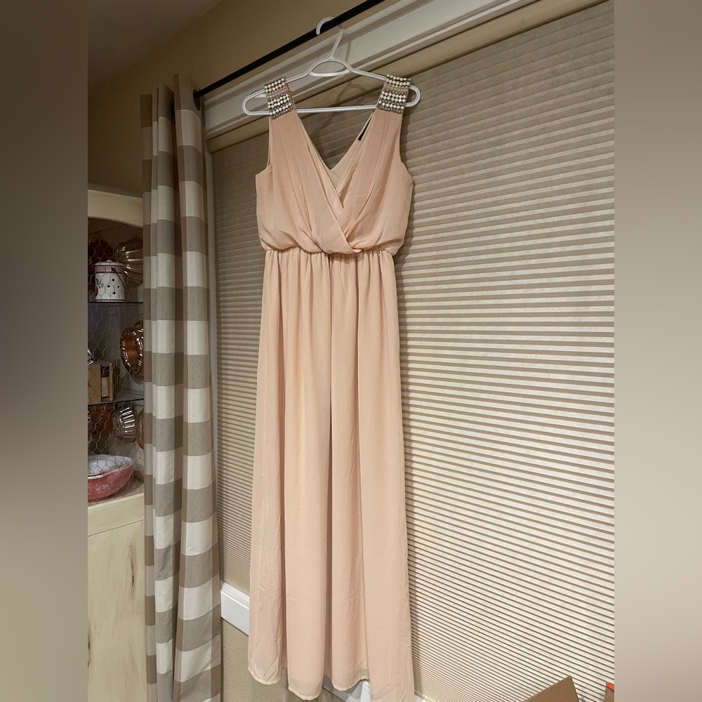 Light pink chiffon maxi dress